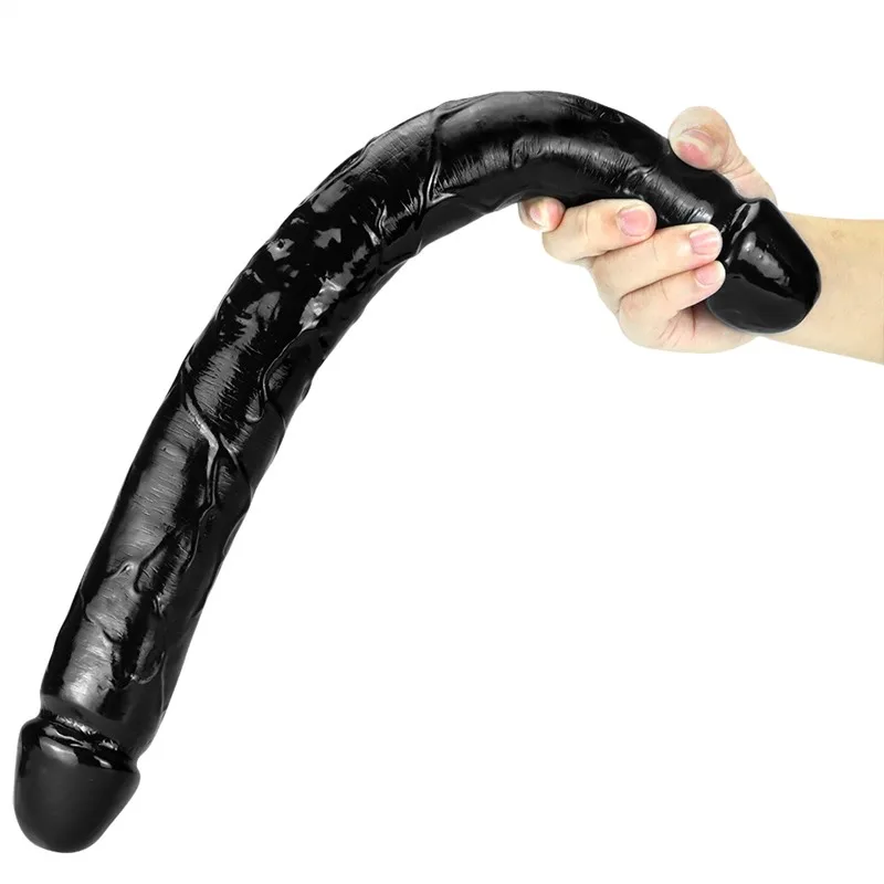 18 Inch Black Lesbian Double Ended PVC Dildo